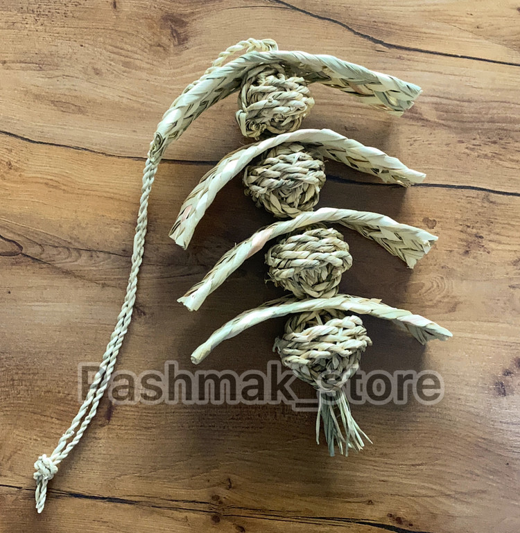 اسباب بازی حصیری آویزی خرگوش و طوطی مدل چهارتوپ حصیری