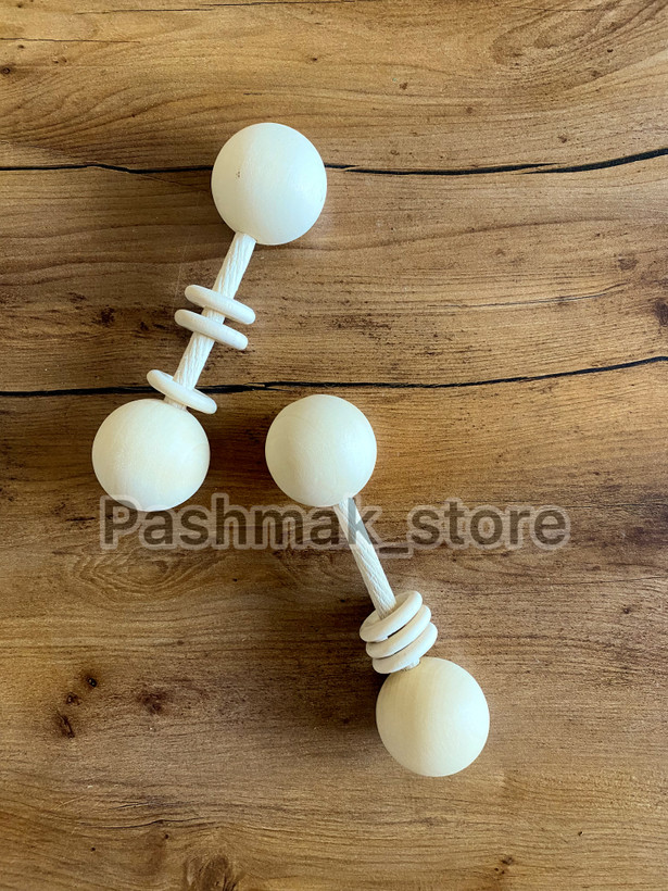 دمبل خرگوشی مدل سه حلقه بزرگ چوبی