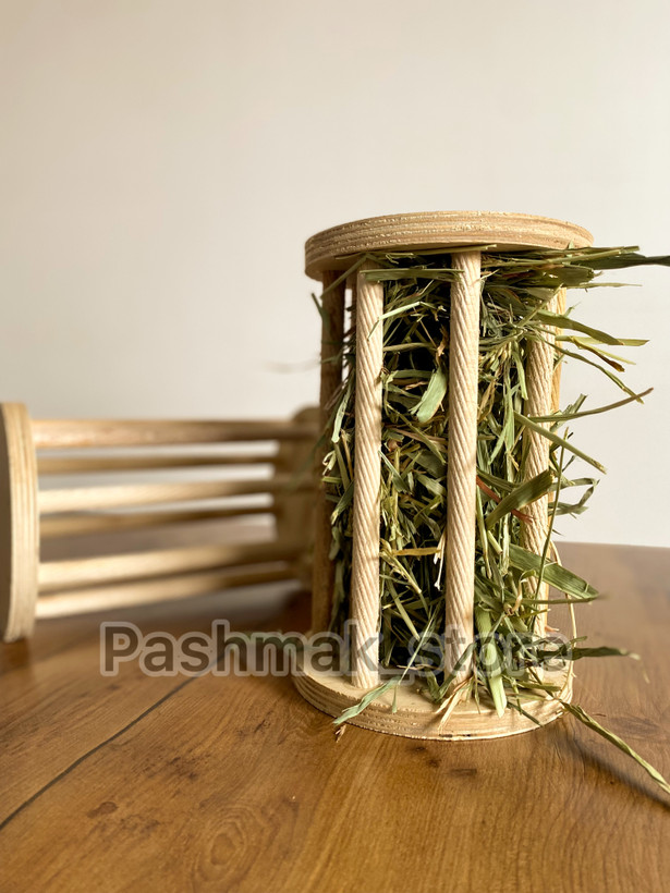 اسباببازی خرگوش مدل غلتک علوفه چوبی بزرگ
