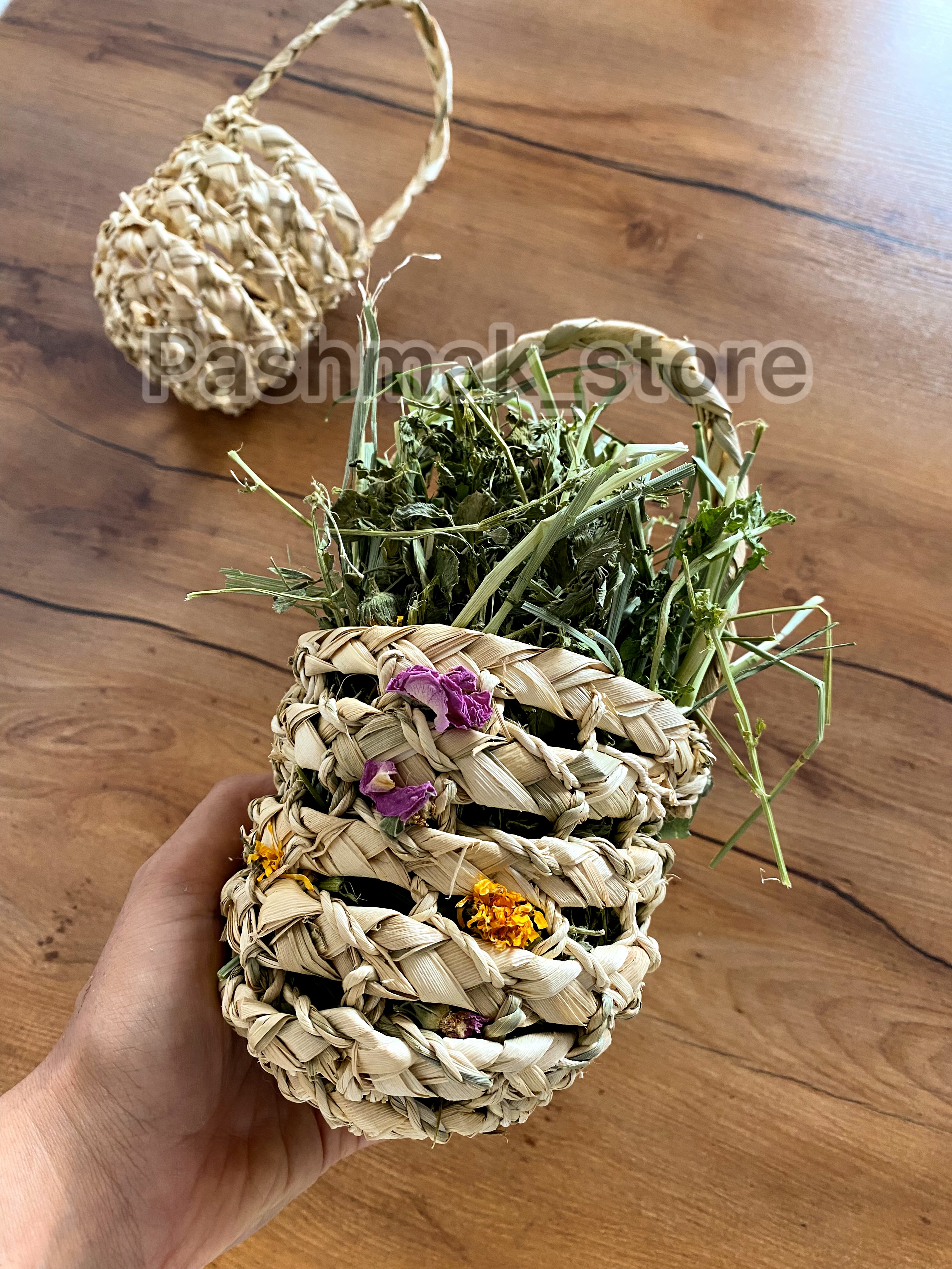 اسباب‌بازی خرگوش مدل زنبیل توری سه بافت حصیری